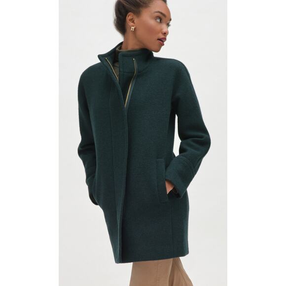 NWT J.Crew City Coat Green Wool Blend Longline Career Pea Coat Size 6 Petite